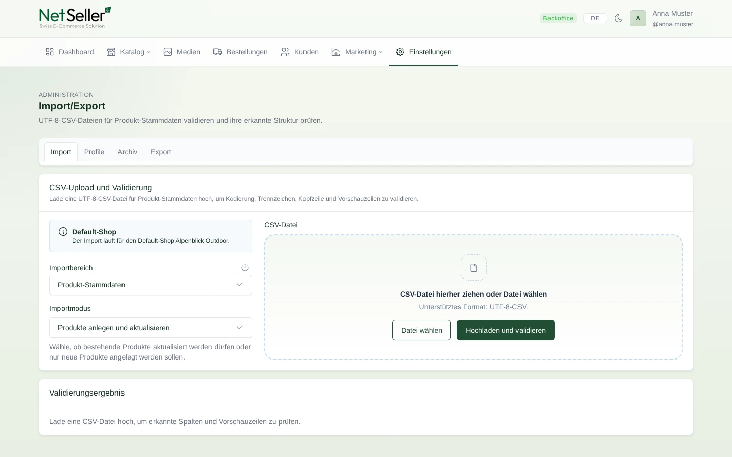 NetSeller Import und Export für strukturierte Produktdaten