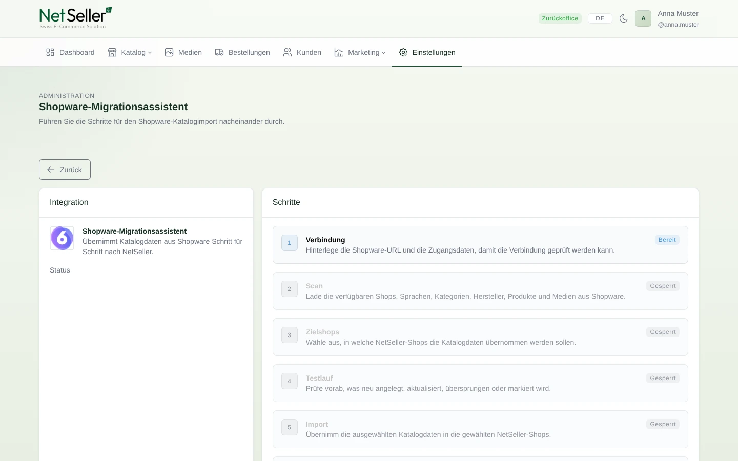 NetSeller Assistent f&uuml;r die gef&uuml;hrte Shopware-6-Migration